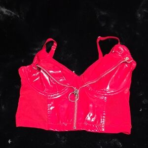 Red Zippered Women's Top
